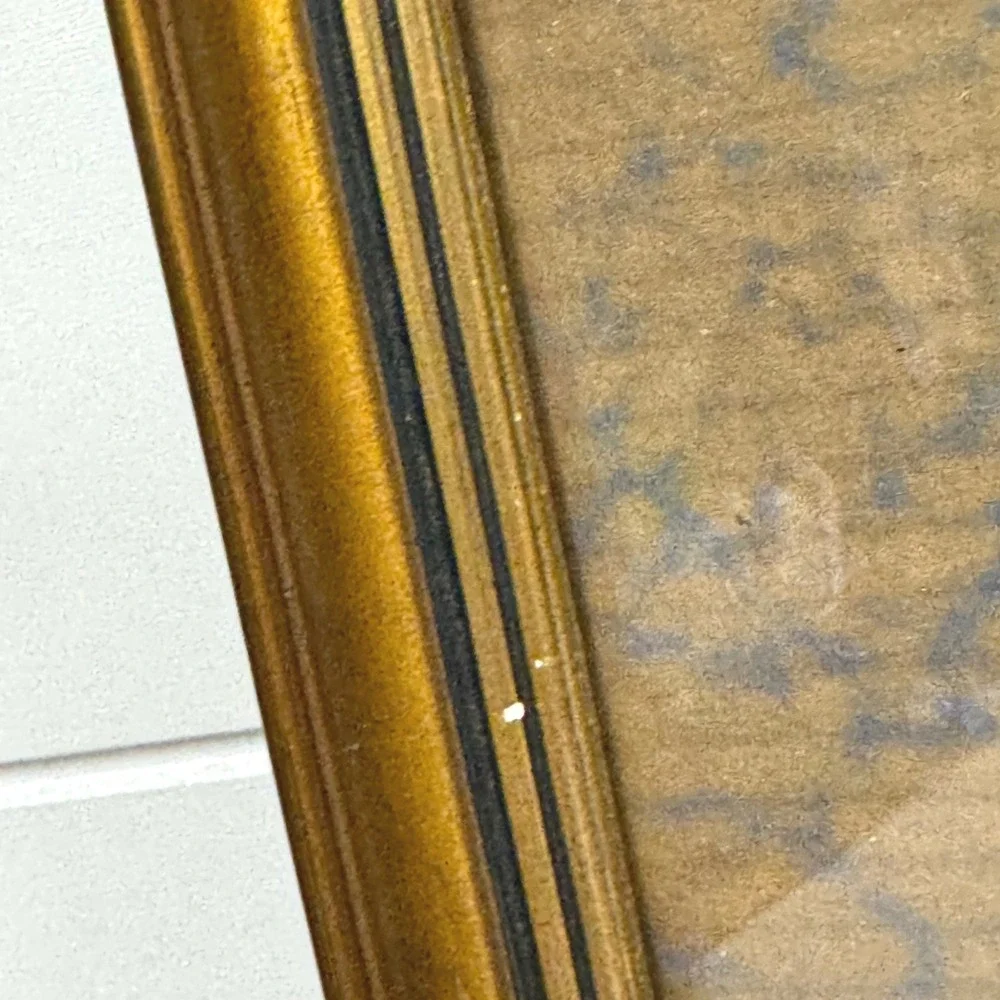Antique 1920s Cathedral Arched Convex Bubble glass Ornate Picture Frame